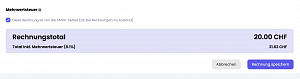 Rechnung von MWST befreien zeigt Betrag weiterhin an