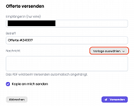 Mailvorlage Dropdown defekt